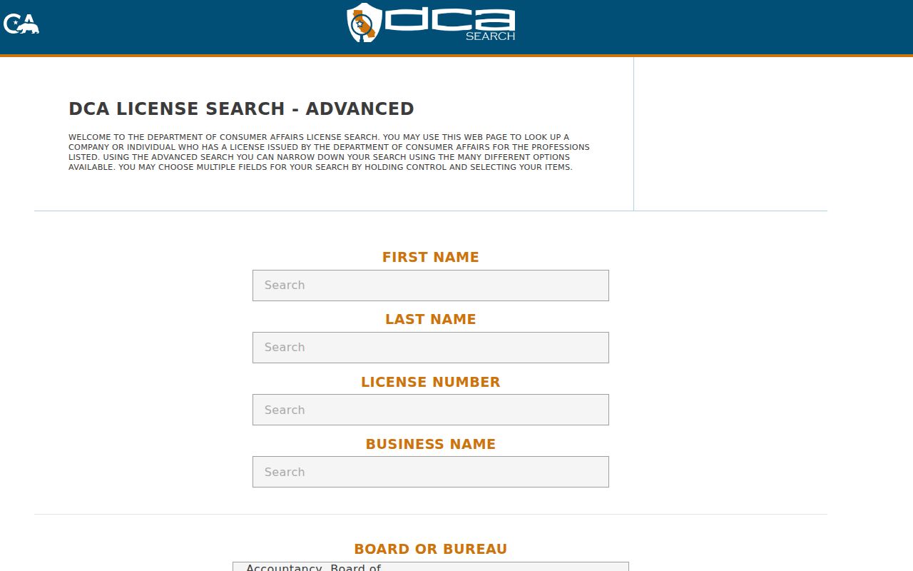 Whittier people search with California professional license records
