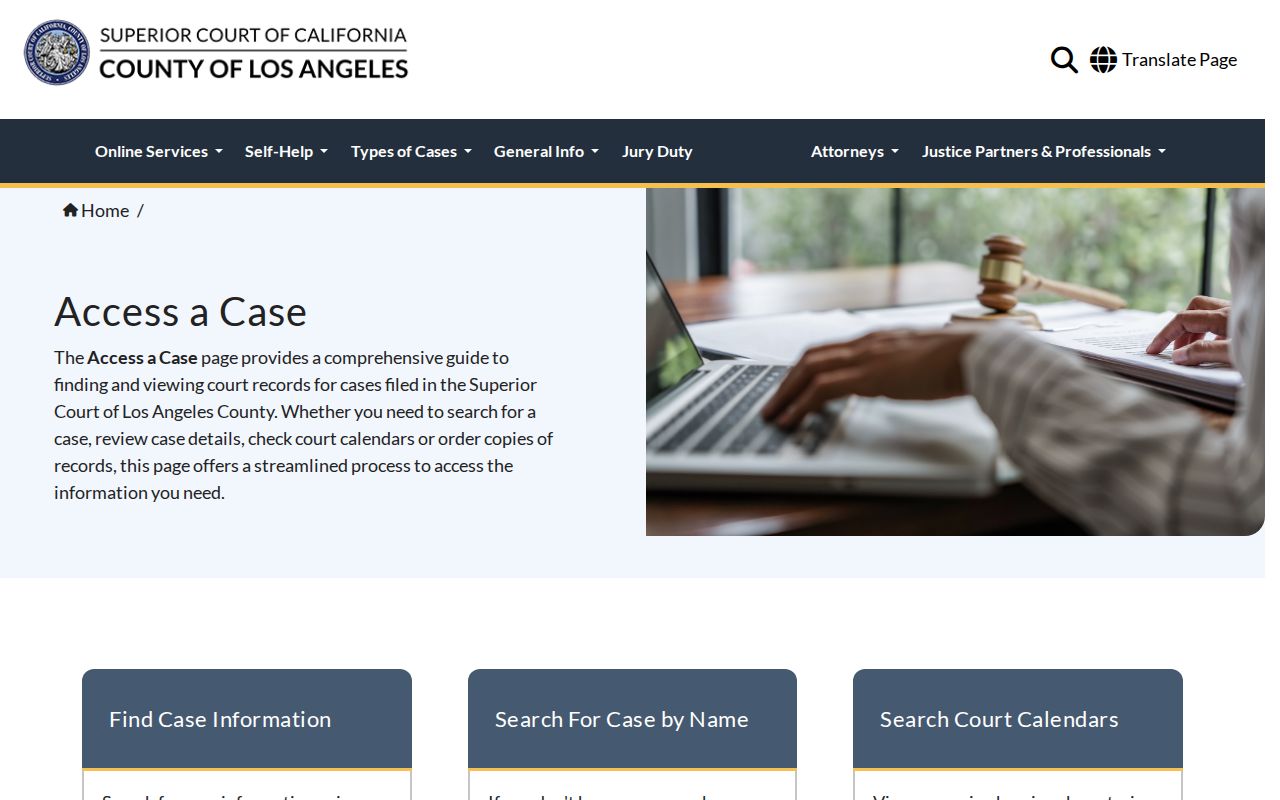 Whittier people search at the Los Angeles Superior Court case access hub